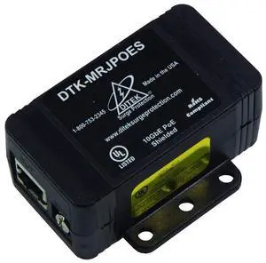 DTK-MRJPOE Power Over ETHERNET, RJ45 Connection, Single Channel, Surge Protector, UP to 10GBE Data Rate DTK-MRJPOE Power Over ETHERNET, RJ45 Connection, Single Channel, Surge Protector, UP to 10GBE Data Rate