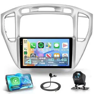 4G+64G Car Stereo for Toyota Highlander 2000-2007 Android 15 Car Radio Wireless CarPlay Android Auto, GPS 5G-WiFi 9 Inch INCELL Screen Bluetooth FM/RDS EQ Mirror Link + AHD Backup Camera 4G+64G Car Stereo for Toyota Highlander 2000-2007 Android 15 Car Radio Wireless CarPlay Android Auto, GPS 5G-WiFi 9 Inch INCELL Screen Bluetooth FM/RDS EQ Mirror Link + AHD Backup Camera