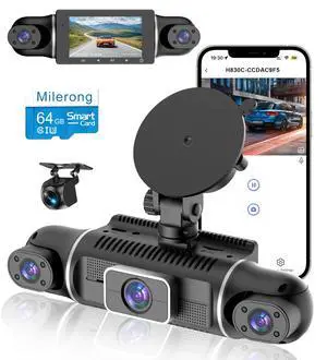 4 Channel Dash Cam Front and Rear Inside Left Right, 360° Dash Camera | Dashcam with 5GHz WiFi & App Control, 24H Parking Monitor, Super Night Vision, G-Sensor, Loop Recording, 64GB SD Card 4 Channel Dash Cam Front and Rear Inside Left Right, 360° Dash Camera | Dashcam with 5GHz WiFi & App Control, 24H Parking Monitor, Super Night Vision, G-Sensor, Loop Recording, 64GB SD Card
