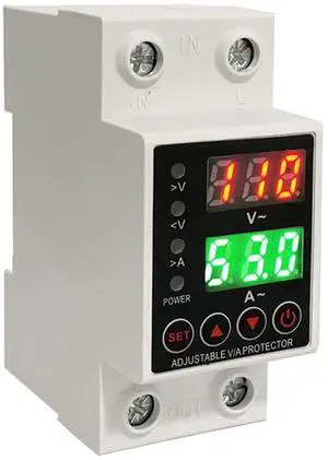 63A Smart Voltage Protector 110V 220V, LCD Display, Adjustable Over/Under Voltage Protection, DIN Rail Mount 63A Smart Voltage Protector 110V 220V, LCD Display, Adjustable Over/Under Voltage Protection, DIN Rail Mount