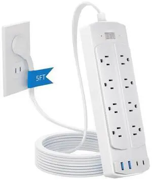 2 Prong Power Strip, 2 Prong to 3 Prong Outlet Adapter, 5FT Extension Cord with Polarized Plug, 8 AC Outlets & 4 USB, Wall Mountable, Ideal for Non-Grounded Outlets 2 Prong Power Strip, 2 Prong to 3 Prong Outlet Adapter, 5FT Extension Cord with Polarized Plug, 8 AC Outlets & 4 USB, Wall Mountable, Ideal for Non-Grounded Outlets