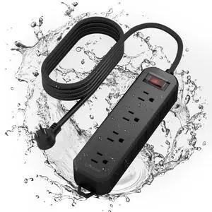 Outdoor Power Strip Weatherproof, 6FT Extension Cord Waterproof | 4 Outlets 1 Switch, Surge Protector 1700J, Wall Mountable for Home Office and Patio Christmas Lights, Black Outdoor Power Strip Weatherproof, 6FT Extension Cord Waterproof | 4 Outlets 1 Switch, Surge Protector 1700J, Wall Mountable for Home Office and Patio Christmas Lights, Black