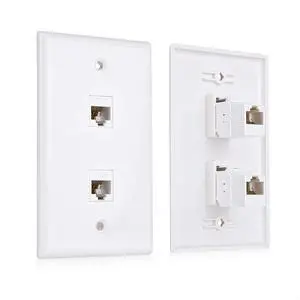 2-Pack 2-Port Ethernet Wall Plate Cat6 with White Keystone | 10Gbps, White RJ45 Keystone Jack, White Wall Plate, Cat5e Ethernet Outlet 2-Pack 2-Port Ethernet Wall Plate Cat6 with White Keystone | 10Gbps, White RJ45 Keystone Jack, White Wall Plate, Cat5e Ethernet Outlet