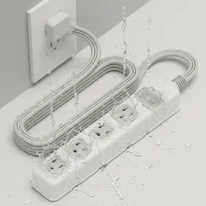 Auto Shut-Off Safety Power Strip, IPX4 Waterproof, Electrical Safety, Patented, ETL Listed, 4Outlet Flat Plug, White, 10ft Cord, V0 Fire-Retardant, Overload Protection, Home & Kitchen Daily Use Auto Shut-Off Safety Power Strip, IPX4 Waterproof, Electrical Safety, Patented, ETL Listed, 4Outlet Flat Plug, White, 10ft Cord, V0 Fire-Retardant, Overload Protection, Home & Kitchen Daily Use