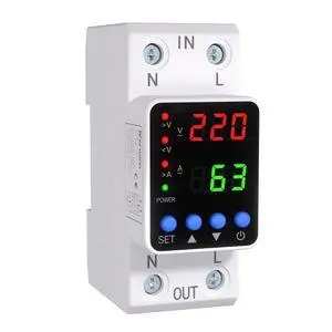 Adjustable Voltage Protector 110V/220V, 80210V Undervoltage 130300V Overvoltage, Overcurrent Protection,163A Adjustable Smart Circuit Breaker, AC DIN Rail Voltage Stabilizer(White) Adjustable Voltage Protector 110V/220V, 80210V Undervoltage 130300V Overvoltage, Overcurrent Protection,163A Adjustable Smart Circuit Breaker, AC DIN Rail Voltage Stabilizer(White)