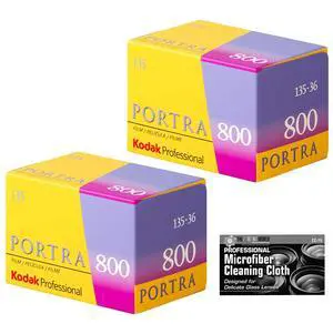 Kodak Professional Portra 800 Color Negative Film (35mm Roll Film, 36 Exposures) - 2 Pack with Cleaning Cloth Kodak Professional Portra 800 Color Negative Film (35mm Roll Film, 36 Exposures) - 2 Pack with Cleaning Cloth