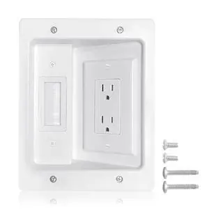 Recessed Outlet Box in Wall Cable Management Kit, Hide Cables Behind The Wall, Cable Pass Through Wall Plate Insert for TV HDMI Network Ethernet Home Theater Speaker Systems (White 6.2 * 7.9 inch) Recessed Outlet Box in Wall Cable Management Kit, Hide Cables Behind The Wall, Cable Pass Through Wall Plate Insert for TV HDMI Network Ethernet Home Theater Speaker Systems (White 6.2 * 7.9 inch)