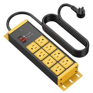 Magnetic Heavy Duty Power Strip, 8 Ports. Yellow, 4FT, 1. | Extension Cord with Multiple Outlets, Garage, Industrial, Shop, Wall Mount Plug Extender, Grounding, Surge Protection Magnetic Heavy Duty Power Strip, 8 Ports. Yellow, 4FT, 1. | Extension Cord with Multiple Outlets, Garage, Industrial, Shop, Wall Mount Plug Extender, Grounding, Surge Protection