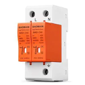 2P AC Surge Protective Device 420V 40kA Single-Phase DIN Rail SPD | BMD1-C40 1P+N single-phase 420V AC 40kA surge protector with neutral protection and flame-retardant DIN rail housing 2P AC Surge Protective Device 420V 40kA Single-Phase DIN Rail SPD | BMD1-C40 1P+N single-phase 420V AC 40kA surge protector with neutral protection and flame-retardant DIN rail housing