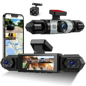 4 Channel 360° Dash Cam, 1080P FHD Front and Rear Camera for Cars, 8 Non-Glare Night Vision Lights, Loop Recording, Reverse Assistance, 3.16" IPS Screen, Interior Monitoring 4 Channel 360° Dash Cam, 1080P FHD Front and Rear Camera for Cars, 8 Non-Glare Night Vision Lights, Loop Recording, Reverse Assistance, 3.16" IPS Screen, Interior Monitoring