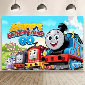 Train Birthday Backdrop Party Supplies for Train Themed Party Decorations(5x3ft) Train Birthday Backdrop Party Supplies for Train Themed Party Decorations(5x3ft)