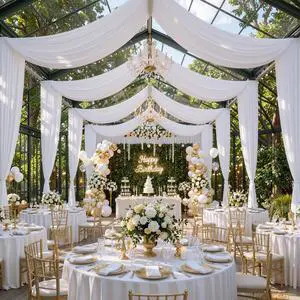 20x20ft White Ceiling Drapes for Wedding, 4 Panels 5×20ft Wrinkle-Free Silky Draping Fabric Ceiling Curtains for Tent Canopy Church Event Reception Stage Backdrop 20x20ft White Ceiling Drapes for Wedding, 4 Panels 5×20ft Wrinkle-Free Silky Draping Fabric Ceiling Curtains for Tent Canopy Church Event Reception Stage Backdrop