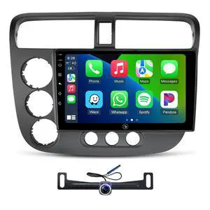 Car Radio Stereo for Honda Civic 2001-2005, Wireless CarPlay Android Auto 9 Inch Linux Touch Screen Navigation Head Unit Bluetooth FM/AM Car Radio Stereo for Honda Civic 2001-2005, Wireless CarPlay Android Auto 9 Inch Linux Touch Screen Navigation Head Unit Bluetooth FM/AM