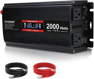 2000 watt Inverter 12V to 110V/120V, dc to ac Inverter 2000W Car Converter with Intelligent LCD Display Dual AC Outlets Dual USB Charging Port for RV Truck Laptopy 2000 watt Inverter 12V to 110V/120V, dc to ac Inverter 2000W Car Converter with Intelligent LCD Display Dual AC Outlets Dual USB Charging Port for RV Truck Laptopy