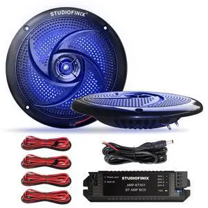 5.25" 160W Bluetooth Waterproof Marine Speakers - 2 Way Weather Resistant Boat Audio with LED Lights, and Low Profile Slim Style Suitable for Boat, RV, ATV, UTV, Golf Cart (1 Pair, Black) 5.25" 160W Bluetooth Waterproof Marine Speakers - 2 Way Weather Resistant Boat Audio with LED Lights, and Low Profile Slim Style Suitable for Boat, RV, ATV, UTV, Golf Cart (1 Pair, Black)