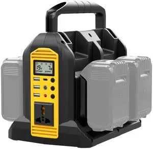 Power Inverter Compatible with Dewalt 20V Battery, 350W Outdoor Generators Convert DC 20V to AC 120V Pure Sine Wave Inverter with 6 Output Ports, LED Light for Camping Emergency Power Inverter Compatible with Dewalt 20V Battery, 350W Outdoor Generators Convert DC 20V to AC 120V Pure Sine Wave Inverter with 6 Output Ports, LED Light for Camping Emergency