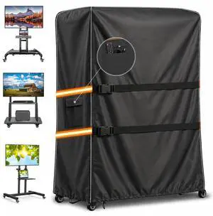 Outdoor TV Trolley Cover for 60-65 Inch Screen, Heavy Duty 600D Waterproof Rolling TV Stand Cover, Weatherproof Mobile TV Cart on Wheels Protector with Remote Pocket, Black 60"x15"x57" Outdoor TV Trolley Cover for 60-65 Inch Screen, Heavy Duty 600D Waterproof Rolling TV Stand Cover, Weatherproof Mobile TV Cart on Wheels Protector with Remote Pocket, Black 60"x15"x57"