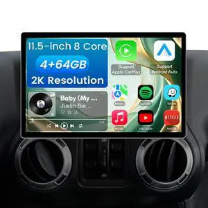11.5 Inch 8 Core 4GB+64GB Car Radio Stereo for Jeep Wrangler JK Compass Grand Cherokee Dodge Ram, 2K Touchscreen Android 13 Head Unit with Wireless CarPlay & Android Auto, Backup Camera, AM/FM Radio 11.5 Inch 8 Core 4GB+64GB Car Radio Stereo for Jeep Wrangler JK Compass Grand Cherokee Dodge Ram, 2K Touchscreen Android 13 Head Unit with Wireless CarPlay & Android Auto, Backup Camera, AM/FM Radio