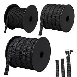 300 Feet - 1/4,1/2,3/8 Inch Braided Wire Loom PET Cable Loom Expandable Braided Sleeving Wire Sleeve for AutomotiveTV, Computer, Home Theater, Black 300 Feet - 1/4,1/2,3/8 Inch Braided Wire Loom PET Cable Loom Expandable Braided Sleeving Wire Sleeve for AutomotiveTV, Computer, Home Theater, Black