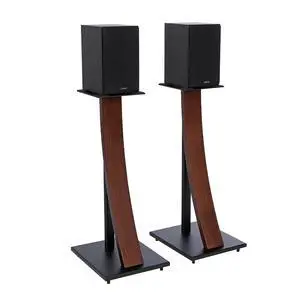 One Pair Fixed Height Universal Speaker Floor Stands with Real Wood - Espresso - 290 Series One Pair Fixed Height Universal Speaker Floor Stands with Real Wood - Espresso - 290 Series