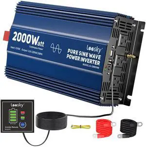 2000 Watt Pure Sine Wave Power Inverter 12V to 110V 120V for RV Off-Grid | With 3 AC Outlet, 5V 2.4A USB, Remote Control, Compatible with Lithium Battery For RV Truck Off-Grid Solar Home 2000 Watt Pure Sine Wave Power Inverter 12V to 110V 120V for RV Off-Grid | With 3 AC Outlet, 5V 2.4A USB, Remote Control, Compatible with Lithium Battery For RV Truck Off-Grid Solar Home