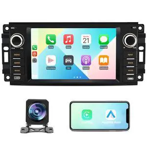 Car Radio Stereo for Jeep Wrangler JK 2007-2018 Dodge Ram 1500 2008-2012, 7 Inch Touch Screen CarPlay Android Auto Bluetooth GPS WiFi FM with Backup Camera Car Radio Stereo for Jeep Wrangler JK 2007-2018 Dodge Ram 1500 2008-2012, 7 Inch Touch Screen CarPlay Android Auto Bluetooth GPS WiFi FM with Backup Camera