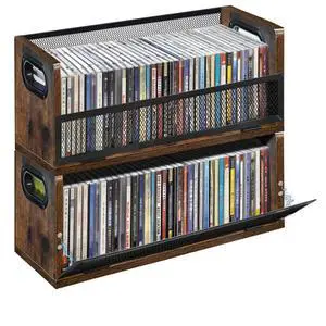 CD Storage Rack with Magnetic Door - 2 Pack | Holds 76 Full-case CDs, Multi-tier Desktop/Closet Display, for Video Games/Papers/Cards CD Storage Rack with Magnetic Door - 2 Pack | Holds 76 Full-case CDs, Multi-tier Desktop/Closet Display, for Video Games/Papers/Cards