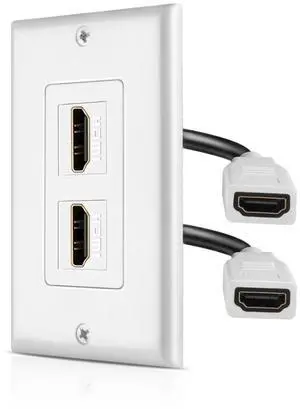 TNP 2 Port HDMI Wall Plate, Dual Pass-Through Outlet with Pigtails, White | Dual Hdmi Faceplate with 4-Inch Pigtails Supports 4K, Arc/Earc, Ethernet and 18 Gbps for Clean Home Theater Wiring TNP 2 Port HDMI Wall Plate, Dual Pass-Through Outlet with Pigtails, White | Dual Hdmi Faceplate with 4-Inch Pigtails Supports 4K, Arc/Earc, Ethernet and 18 Gbps for Clean Home Theater Wiring