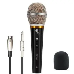 Handheld Dynamic Microphone for Karaoke Singing, Wired XLR Microphone with On and Off Switch and 13ft Detachable XLR Cable Handheld Dynamic Microphone for Karaoke Singing, Wired XLR Microphone with On and Off Switch and 13ft Detachable XLR Cable
