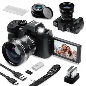 Digital Camera for Photography, Camara Fotografica Video Auto Focus 48 MP with WiFi Auto-Focus Vlog Camera for YouTube with Flip Screen 16X Zoom with 32GB Micro SD Card Card Reader Digital Camera for Photography, Camara Fotografica Video Auto Focus 48 MP with WiFi Auto-Focus Vlog Camera for YouTube with Flip Screen 16X Zoom with 32GB Micro SD Card Card Reader