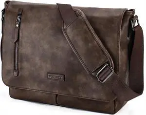 Messenger Bag for Men, PU Leather Laptop Briefcase Bag for Work | Shoulder Bag for Office, Fits 14" Laptop, Vintage Satchel Bag with Padded Shoulder Strap, Padded Laptop Sleeve, Waterproof Messenger Bag for Men, PU Leather Laptop Briefcase Bag for Work | Shoulder Bag for Office, Fits 14" Laptop, Vintage Satchel Bag with Padded Shoulder Strap, Padded Laptop Sleeve, Waterproof