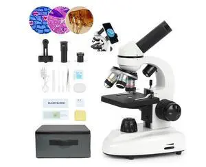 Microscope for Adults Students, 100X-2000X Metal STEM Microscope Kit | Dual LED Illumination, Complete Compound Microscope Kit for School Lab, Homeschool with Slides Set, Phone Adapter & Case Bag Microscope for Adults Students, 100X-2000X Metal STEM Microscope Kit | Dual LED Illumination, Complete Compound Microscope Kit for School Lab, Homeschool with Slides Set, Phone Adapter & Case Bag