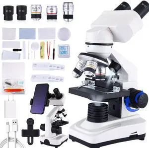 Binocular Microscope Magnification 40X-2500X, WF10x/25x Eyepieces, Dual LED Illumination, Suitable for Schools Home Labs Educational Adult Microscope Binocular Microscope Magnification 40X-2500X, WF10x/25x Eyepieces, Dual LED Illumination, Suitable for Schools Home Labs Educational Adult Microscope