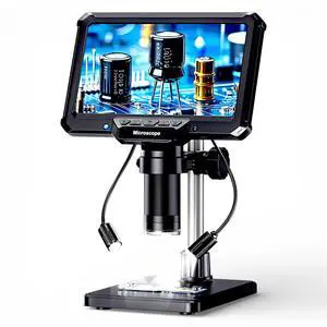 7" LCD Digital Soldering Microscope with Remote and Side Lights | For soldering and PCB inspection. 7" screen, remote and 2 side lights help reduce shake and shadows 7" LCD Digital Soldering Microscope with Remote and Side Lights | For soldering and PCB inspection. 7" screen, remote and 2 side lights help reduce shake and shadows
