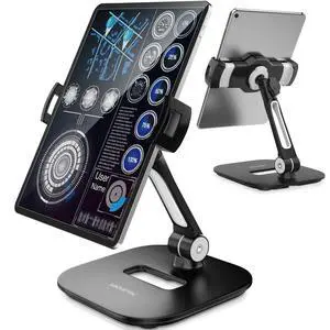 Tablet Stand Holder, Stylish Aluminum iPad Stands, Foldable 360° Swivel Table Stand Holder fits 4-11" Tablets/Smartphones for Kitchen Bedside Office POS Showroom Reception (Black) Tablet Stand Holder, Stylish Aluminum iPad Stands, Foldable 360° Swivel Table Stand Holder fits 4-11" Tablets/Smartphones for Kitchen Bedside Office POS Showroom Reception (Black)