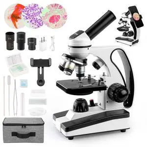 Microscope for Adults Kids 40X-2000X Compound Monocular Microscope for Students School Laboratory Home Education with Slides Set Phone Adapter Microscope for Adults Kids 40X-2000X Compound Monocular Microscope for Students School Laboratory Home Education with Slides Set Phone Adapter