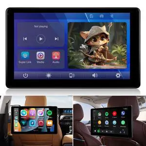 Car Headrest Video Player, 9 inch IPS Screen Headrest TV Support Phone Wireless Carplay and Android Auto, Mirror Link, Video Website, Voice Control + 64G Memory Card Car Headrest Video Player, 9 inch IPS Screen Headrest TV Support Phone Wireless Carplay and Android Auto, Mirror Link, Video Website, Voice Control + 64G Memory Card