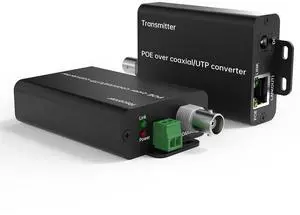 POE Over Coax Converter BNC to Ethernet IP Extender EOC, 3280ft(1000m) Power & Data Transmission Over RG59 Coaxial Cable for Analog to IP CCTV Security Surveillance System Upgrade 2 in1 BNC+Twist Pair POE Over Coax Converter BNC to Ethernet IP Extender EOC, 3280ft(1000m) Power & Data Transmission Over RG59 Coaxial Cable for Analog to IP CCTV Security Surveillance System Upgrade 2 in1 BNC+Twist Pair
