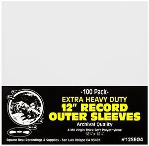(100 Pack) 12 inch Record Outer Sleeves - Archival Quality - Extra Heavy Duty 4 Mil Thick - Soft Virgin Polyethylene (100 Pack) 12 inch Record Outer Sleeves - Archival Quality - Extra Heavy Duty 4 Mil Thick - Soft Virgin Polyethylene