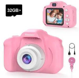 Kids Camera Toy Birthday Gifts for Girl 3-12, 1080P HD Toddler Selfie Digital Camera Camcorder Video Cameras, 40MP Mini Camera for 3 4 5 6 7 8 9 Year Old Children + 32G SD Card, Pink Kids Camera Toy Birthday Gifts for Girl 3-12, 1080P HD Toddler Selfie Digital Camera Camcorder Video Cameras, 40MP Mini Camera for 3 4 5 6 7 8 9 Year Old Children + 32G SD Card, Pink