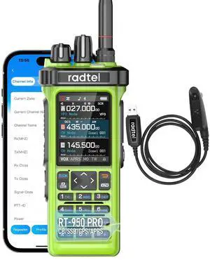 RT-950 PRO Ham Radio TX GPS/APRS, 10W Walkie Talkie Long Range Handheld Two Way Radio, AM/FM/CB/SW/MW/LW RX, Bluetooth APP Programming, NOAA, Spectrum Analyzer,Green (with Programming Cable) RT-950 PRO Ham Radio TX GPS/APRS, 10W Walkie Talkie Long Range Handheld Two Way Radio, AM/FM/CB/SW/MW/LW RX, Bluetooth APP Programming, NOAA, Spectrum Analyzer,Green (with Programming Cable)