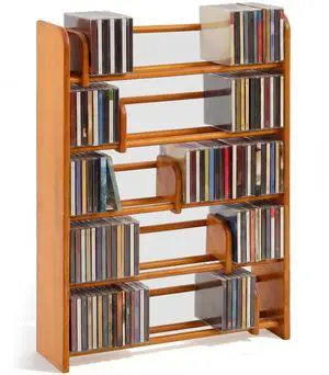 5 Tier Solid Wood CD Storage Rack, 275+ Capacity Media Display Shelf with 5 Adjustable Sliding Dividers, Floor Standing Organizer for CDs DVDs Vinyl Records, Rustic Home Theater Furniture 5 Tier Solid Wood CD Storage Rack, 275+ Capacity Media Display Shelf with 5 Adjustable Sliding Dividers, Floor Standing Organizer for CDs DVDs Vinyl Records, Rustic Home Theater Furniture