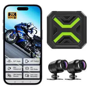 Motorcycle Dash Cam, Dual 2K Motorcycle Camera with EIS Anti-Shake Dash Cam for Motorcycle with 24H Parking Monitor, Night Vision,Loop Recording, App Control, Max Support 128 GB Motorcycle Dash Cam, Dual 2K Motorcycle Camera with EIS Anti-Shake Dash Cam for Motorcycle with 24H Parking Monitor, Night Vision,Loop Recording, App Control, Max Support 128 GB