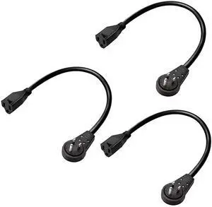360-Degree Rotating Flat Extension Cord, 3-Pack, 18-Inch, Black | Short Extension Cord Flat Plug, Reduces Cable Clutter, Provides Easy Access to Hard-to-Reach Ports, UL Listed 360-Degree Rotating Flat Extension Cord, 3-Pack, 18-Inch, Black | Short Extension Cord Flat Plug, Reduces Cable Clutter, Provides Easy Access to Hard-to-Reach Ports, UL Listed