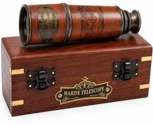 Handcrafted Brass Maritime Telescope with Wooden Box (Style 1) Handcrafted Brass Maritime Telescope with Wooden Box (Style 1)
