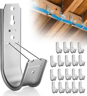 20 Pack J Cable Hook with Retainer Clip,2" J-Hook for Hanging Cable & Wire | Heavy Duty Wall Mount J-Hooks,Cable Hooks for Structured Cabling and Cable Management 20 Pack J Cable Hook with Retainer Clip,2" J-Hook for Hanging Cable & Wire | Heavy Duty Wall Mount J-Hooks,Cable Hooks for Structured Cabling and Cable Management