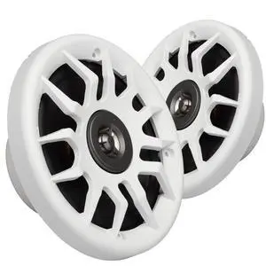 Marine Audio Speakers, 80 Watts, 6.5 Inch, Water Resistant, UV-Resistant, with Metallic Dome Tweeter, High-Performance Marine, RV & Vehicle Upgrade (White) Marine Audio Speakers, 80 Watts, 6.5 Inch, Water Resistant, UV-Resistant, with Metallic Dome Tweeter, High-Performance Marine, RV & Vehicle Upgrade (White)