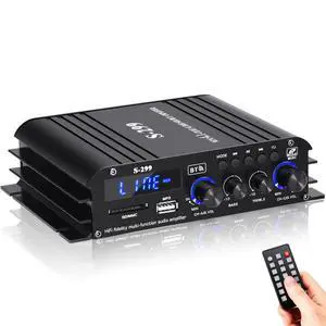 S299 Max 800W Bluetooth Home Audio Amplifier, RMS 40Wx4 4.1CH Bluetooth | Power Amplifier with Active Subwoofer, Sound Audio System w/AUX, Headphone Jack, USB, SD, Remote Control S299 Max 800W Bluetooth Home Audio Amplifier, RMS 40Wx4 4.1CH Bluetooth | Power Amplifier with Active Subwoofer, Sound Audio System w/AUX, Headphone Jack, USB, SD, Remote Control