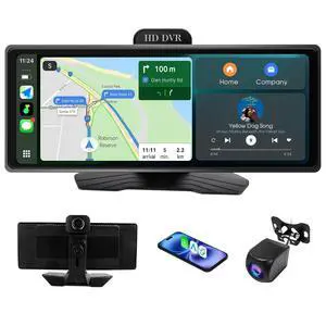 10.26" Wireless CarPlay Screen for Car with 1080P Dash Cam & Backup Camera, Portable Car Stereo, Wireless Android Auto, FM/AUX Audio, GPS Navigation, Voice Control, 64GB Card Included 10.26" Wireless CarPlay Screen for Car with 1080P Dash Cam & Backup Camera, Portable Car Stereo, Wireless Android Auto, FM/AUX Audio, GPS Navigation, Voice Control, 64GB Card Included