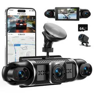Dash Cam 4 Channel 360° Coverage - Front 4K + Triple 1080P HD Car Camera Built-in WiFi Car Camera with App, G-Sensor/Night Vision/Parking Mode/Loop Recording Free 64GB SD Card Dash Cam 4 Channel 360° Coverage - Front 4K + Triple 1080P HD Car Camera Built-in WiFi Car Camera with App, G-Sensor/Night Vision/Parking Mode/Loop Recording Free 64GB SD Card